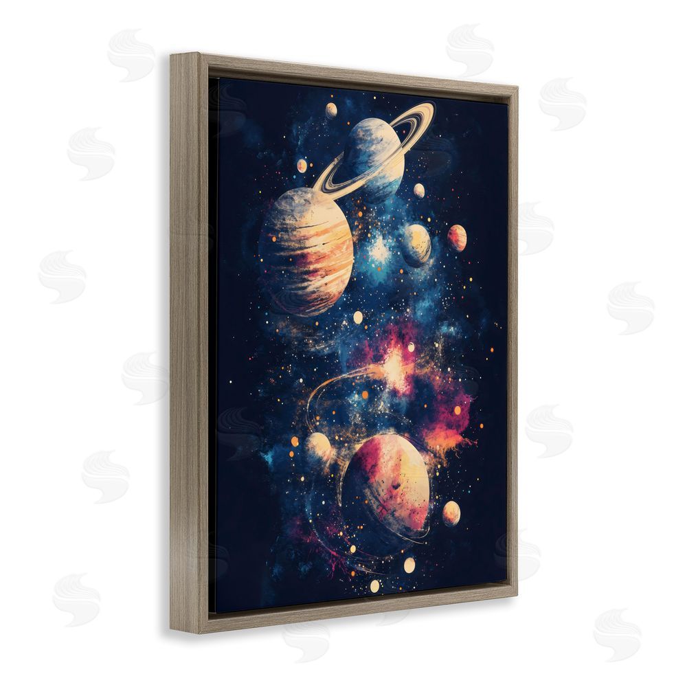 Creative Studio Cosmic Planet Curiosities Brown Floating Frame Canvas Wall Art Print