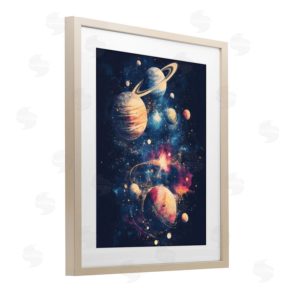 Creative Studio Cosmic Planet Curiosities Brown Framed Print Under Glass Wall Art