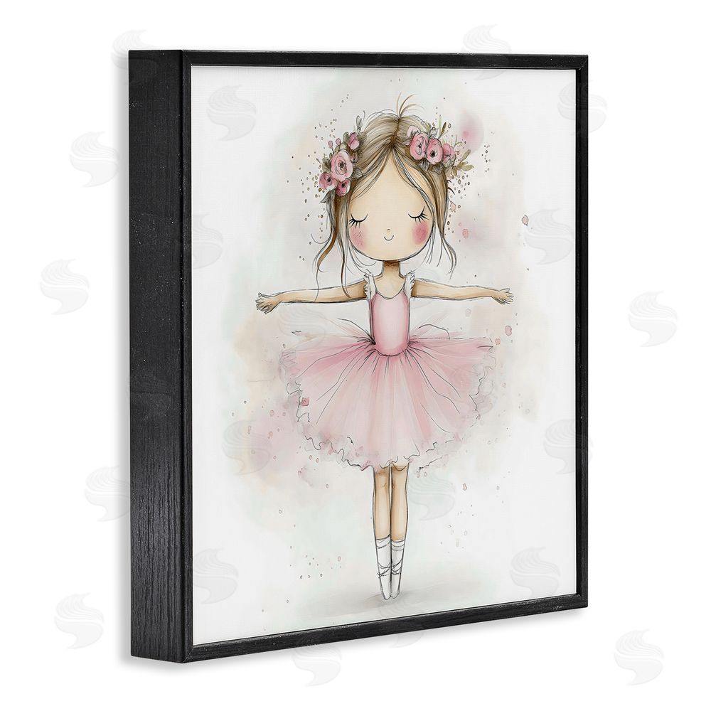 Creative Studio Flower Ballerina in Pink Tutu Black Framed Giclee Wall Art