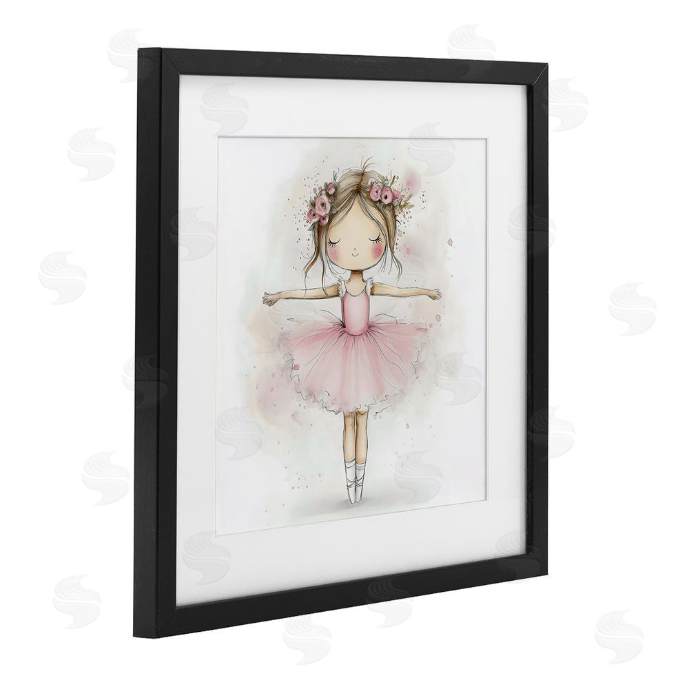 Creative Studio Flower Ballerina in Pink Tutu Black Framed Print Under Glass Wall Art