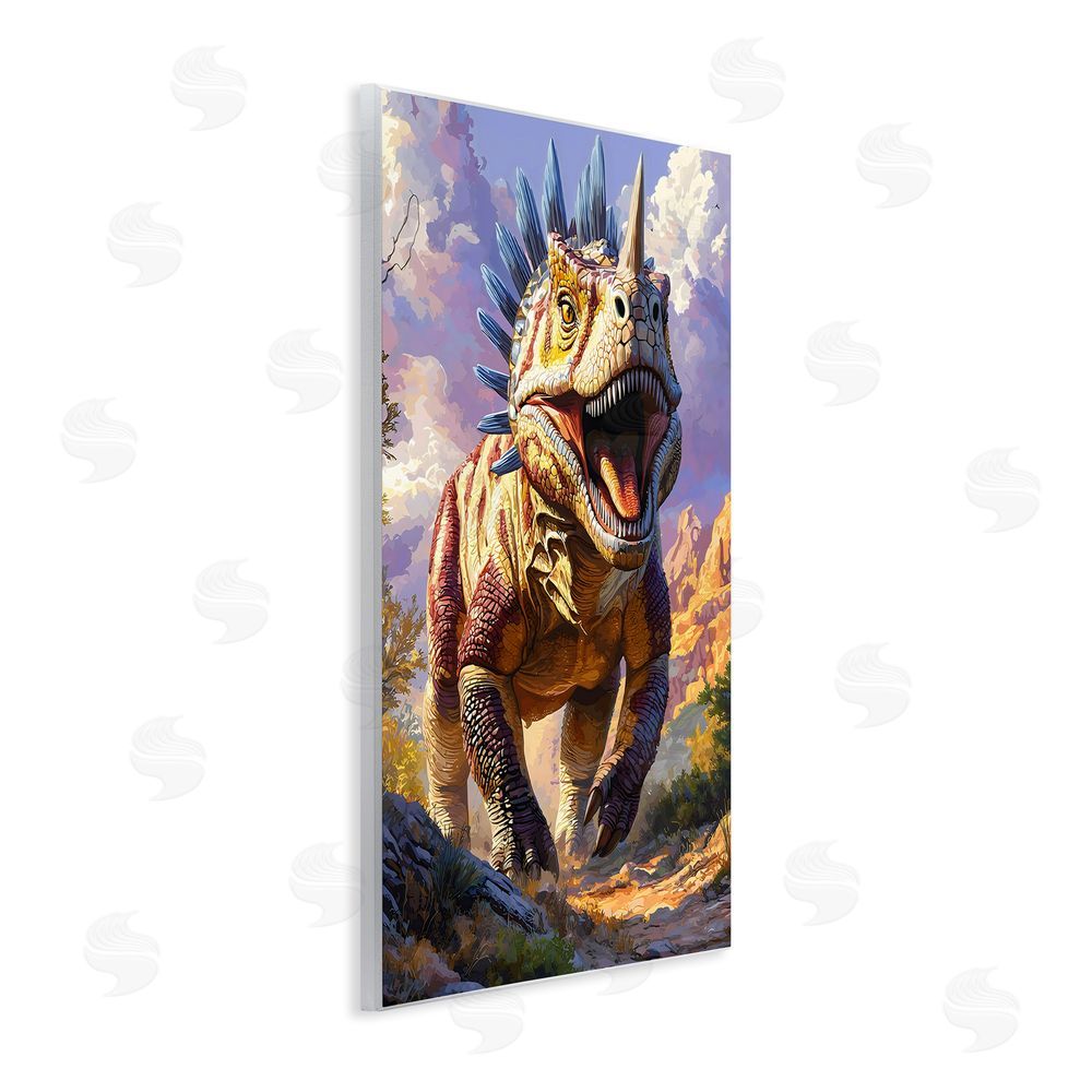 Creative Studio Fierce Horned Dinosaur Wall Plaque Home Decor Art Print