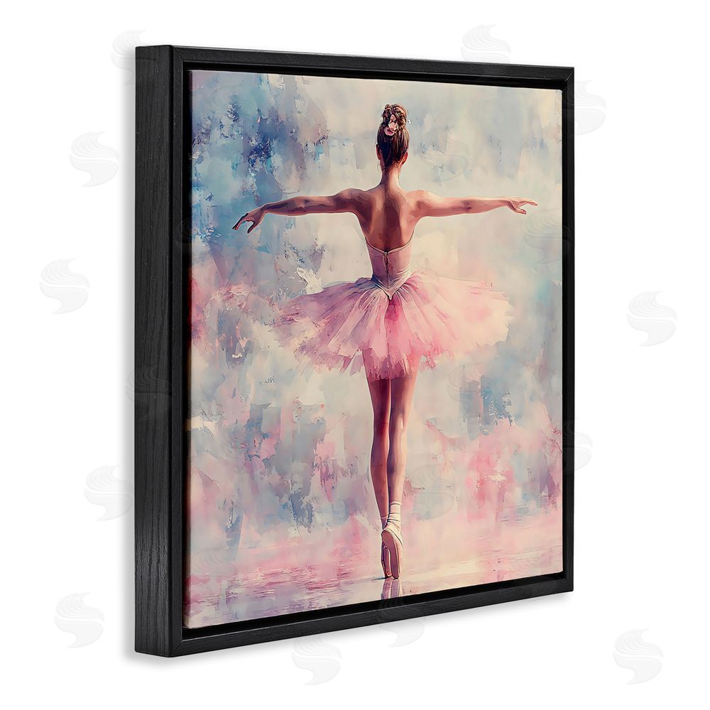 Creative Studio Elegant Ballet Dancer in Motion Black Floating Framed Canvas Wall Art