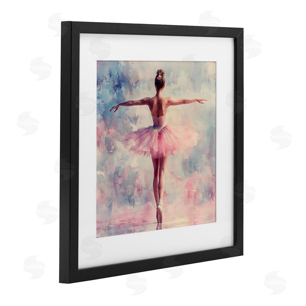 Creative Studio Elegant Ballet Dancer in Motion Black Framed Print Under Glass Wall Art