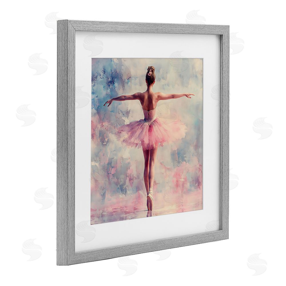Creative Studio Elegant Ballet Dancer in Motion Gray Framed Print Under Glass Wall Art