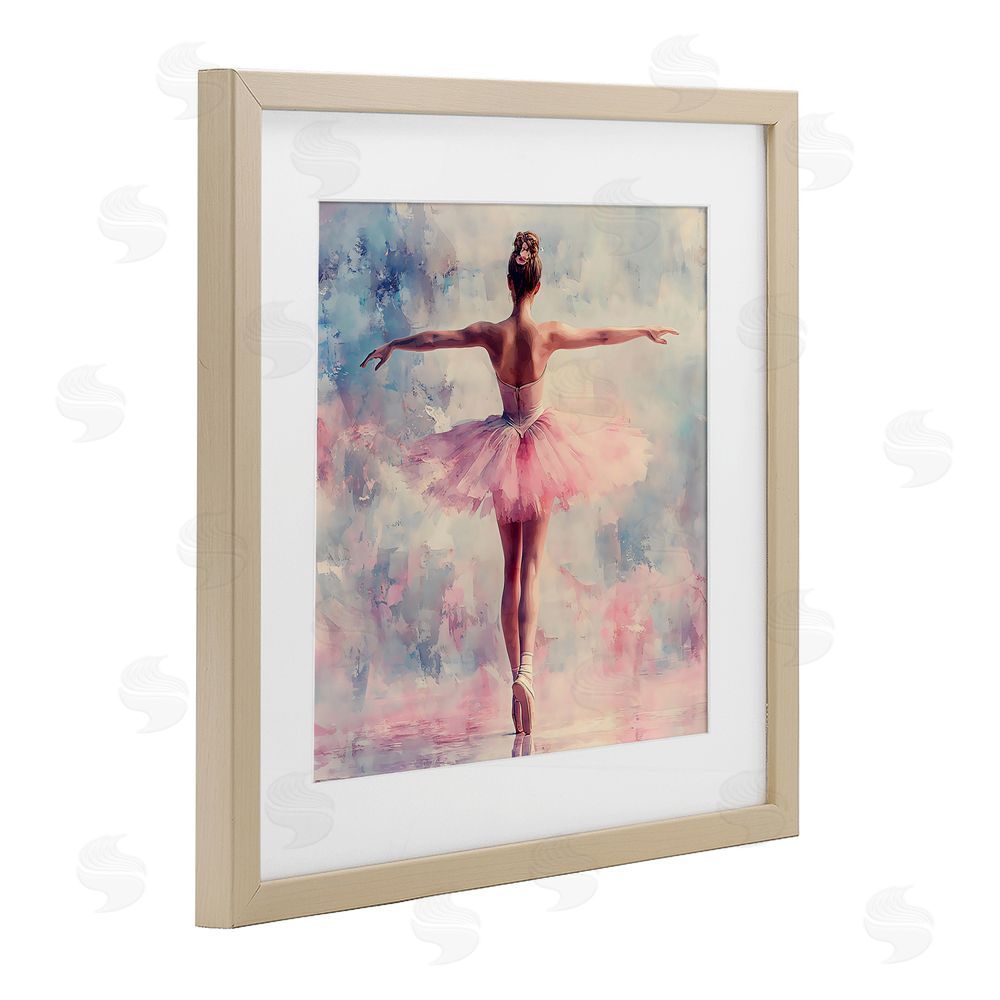Creative Studio Elegant Ballet Dancer in Motion Brown Framed Print Under Glass Wall Art