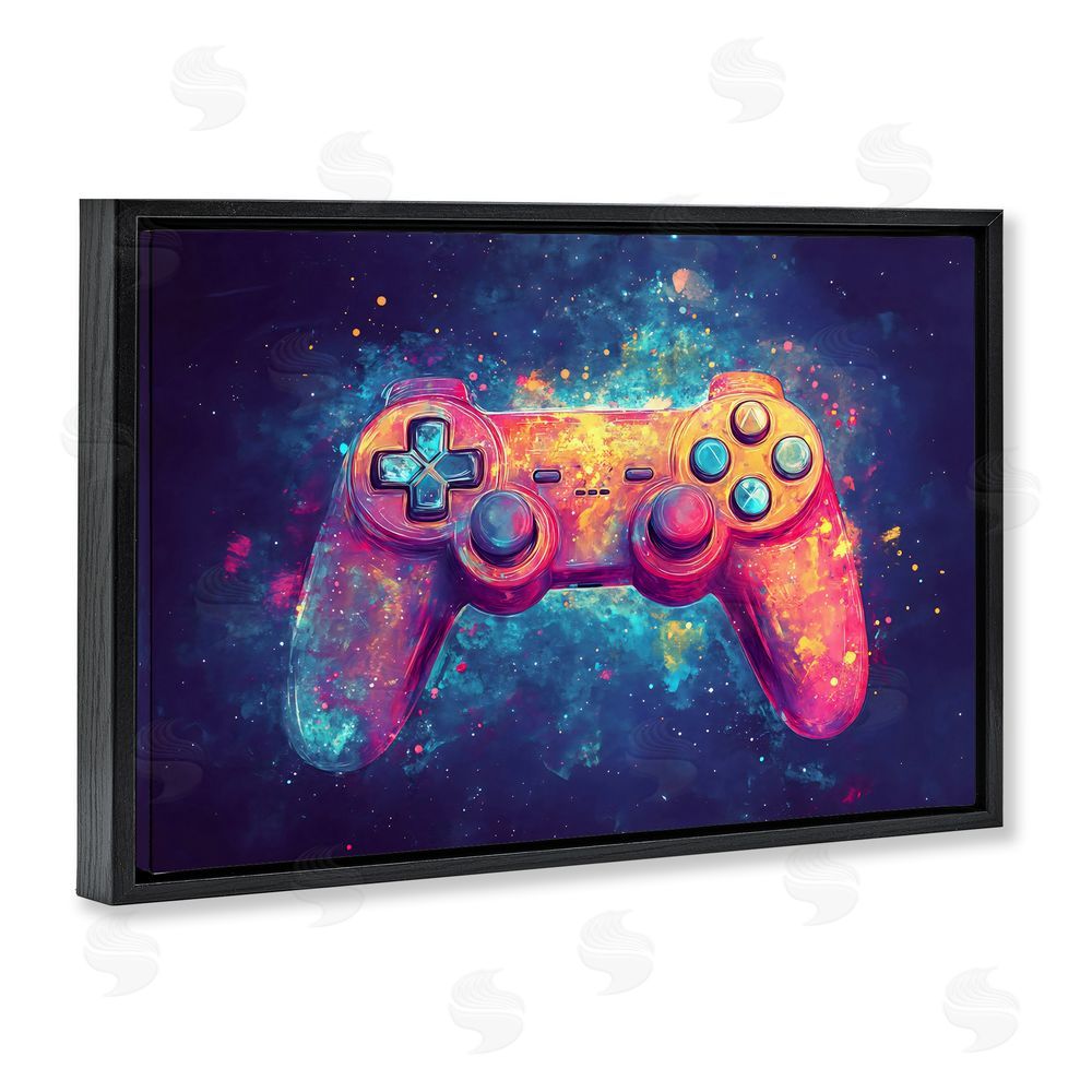 Creative Studio Futuristic Cosmic Game Controller Black Floating Framed Canvas Wall Art