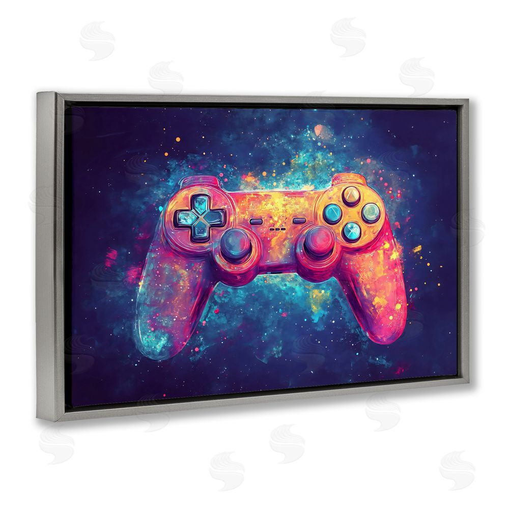 Creative Studio Futuristic Cosmic Game Controller Gray Floating Framed Canvas Wall Art