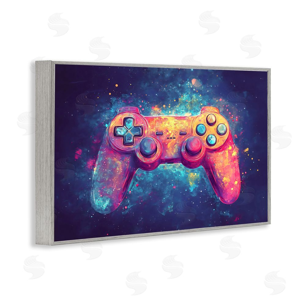 Creative Studio Futuristic Cosmic Game Controller Gray Framed Giclee Wall Art