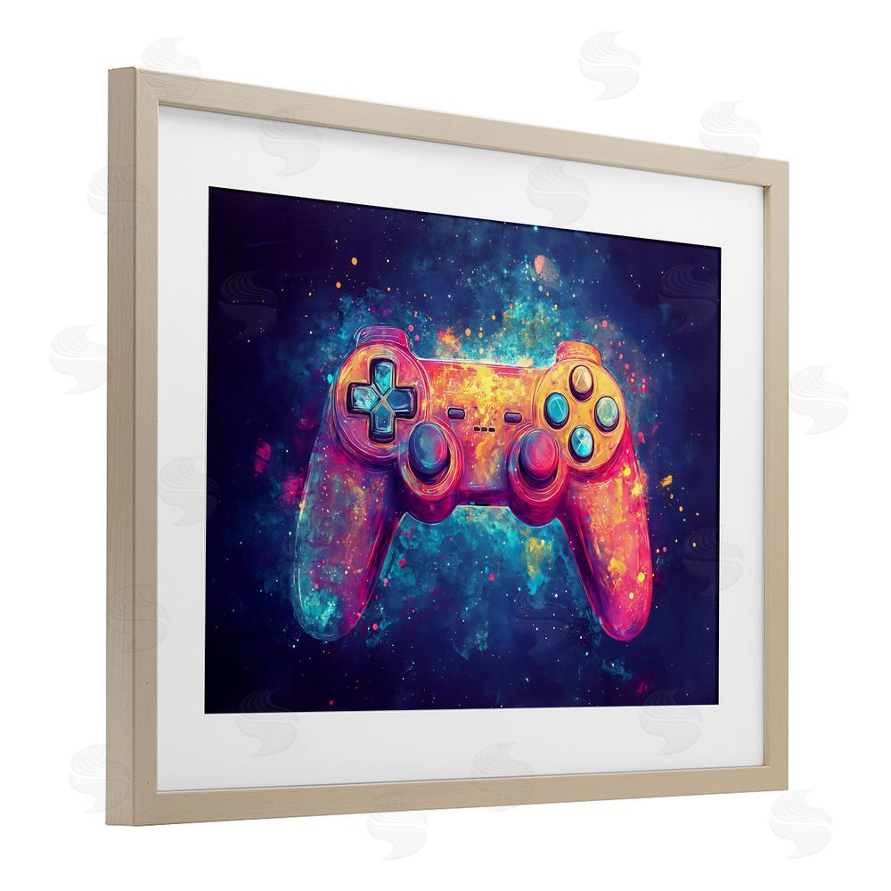 Creative Studio Futuristic Cosmic Game Controller Brown Framed Print Under Glass Wall Art