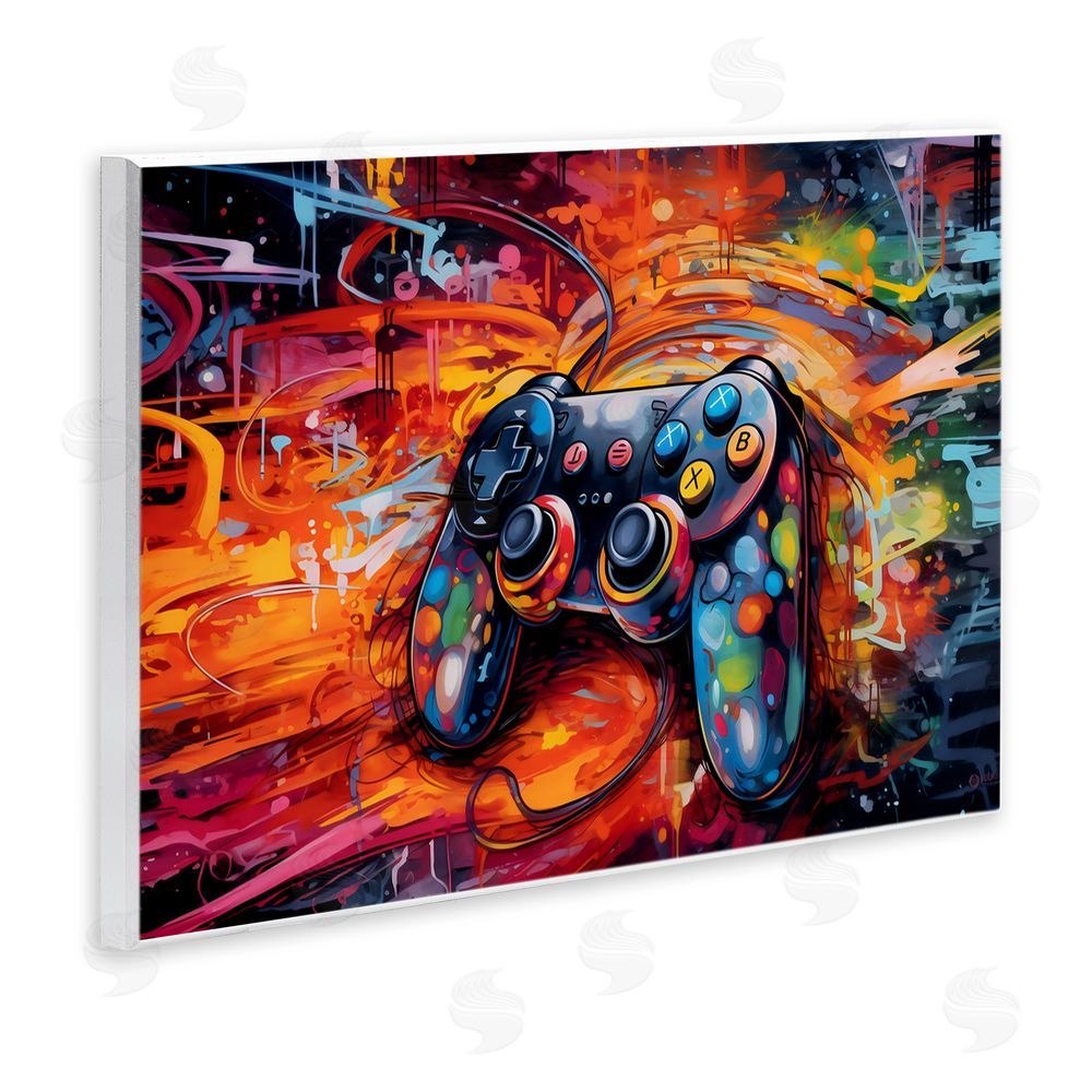 Creative Studio Gaming Swirl Controller Energy Wall Plaque Home Decor Art Print