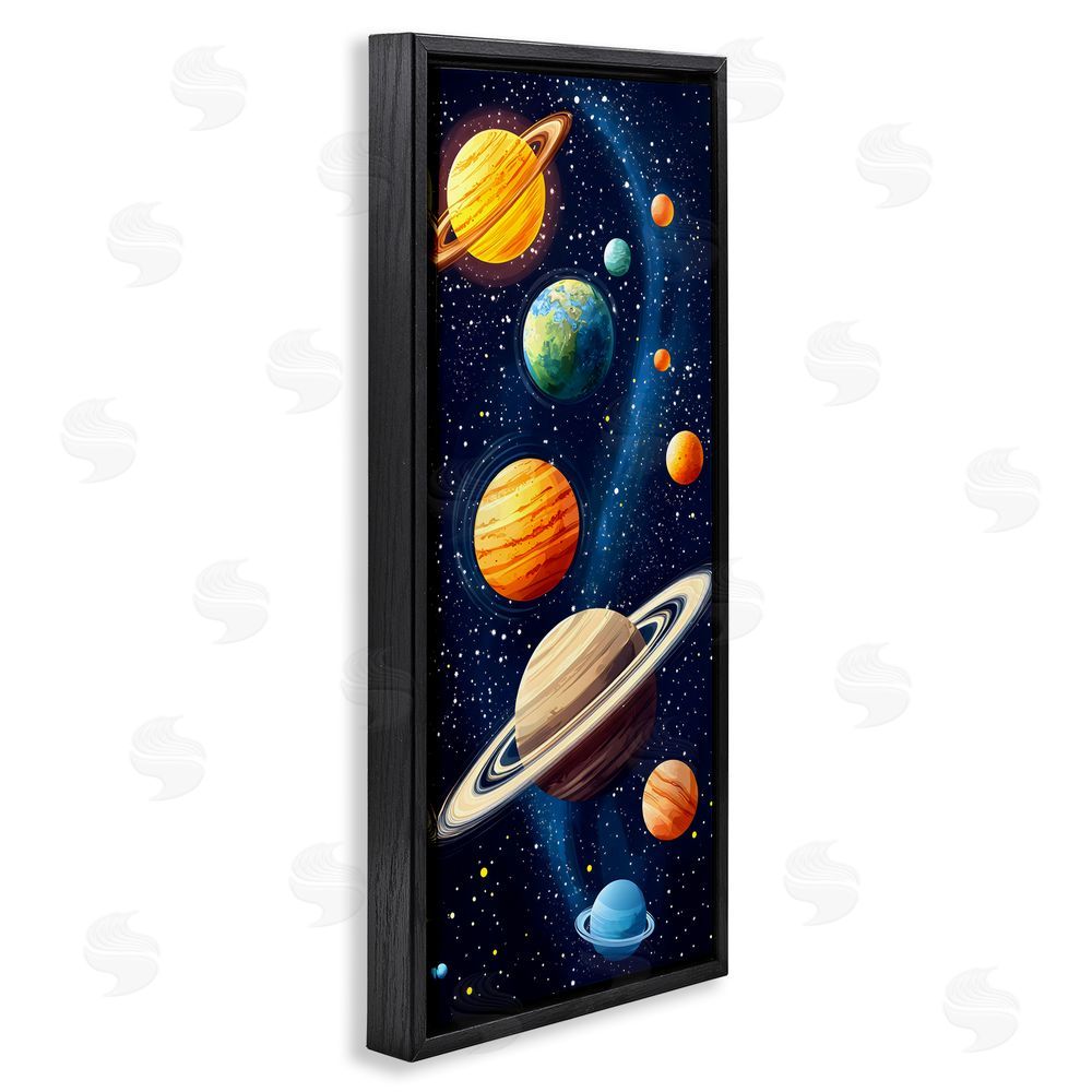 Creative Studio Galaxy Swirl Planetary Orbit Black Floating Framed Canvas Wall Art