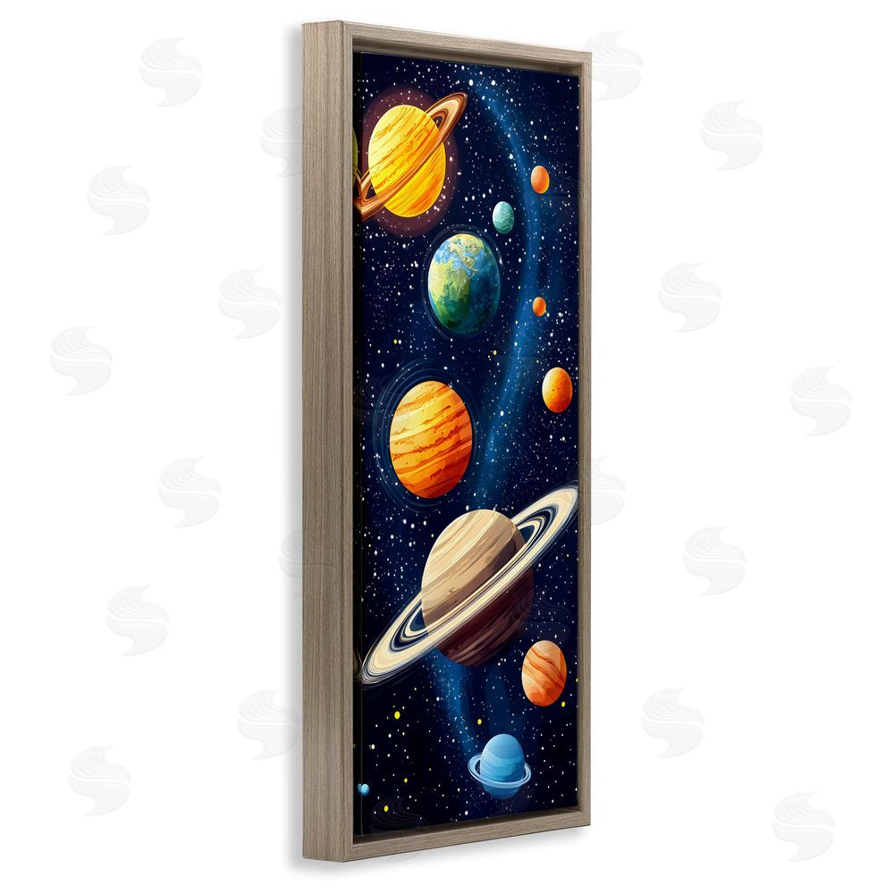 Creative Studio Galaxy Swirl Planetary Orbit Brown Floating Framed Canvas Wall Art