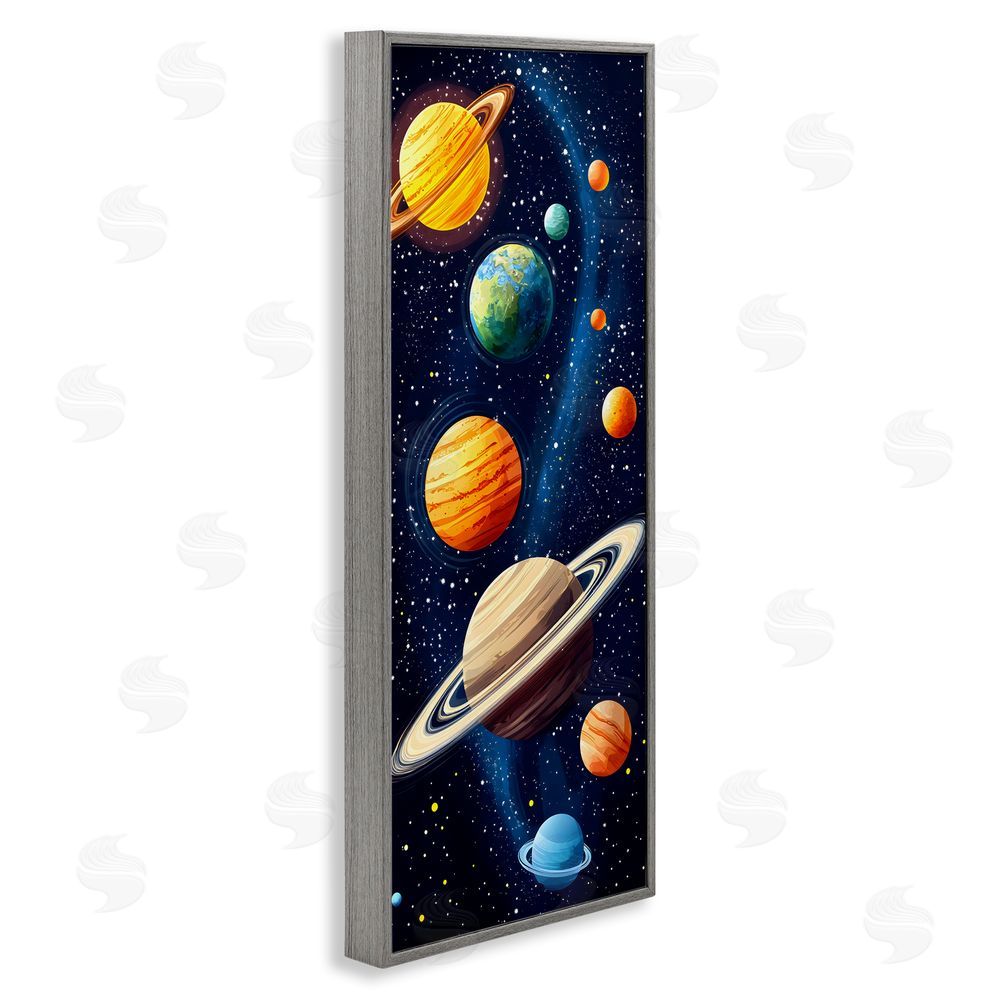 Creative Studio Galaxy Swirl Planetary Orbit Gray Framed Giclee Wall Art