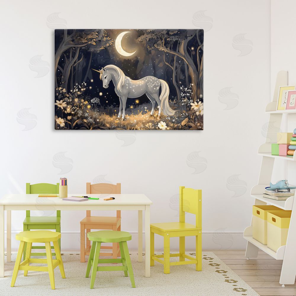 Creative Studio Moonlit Fairytale Unicorn Canvas Art on Wall