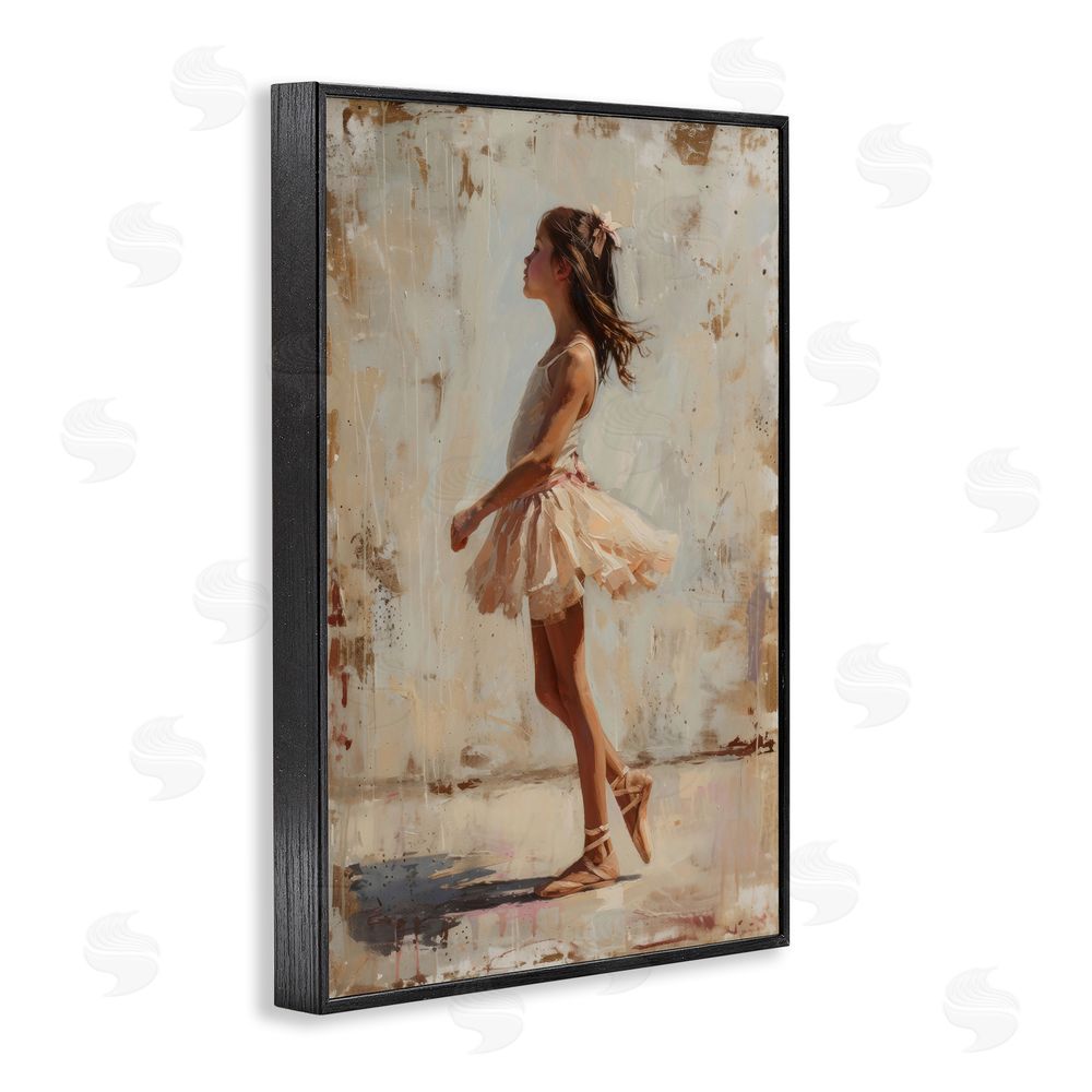 Creative Studio Ballerina in Soft Light Black Framed Giclee Wall Art Print