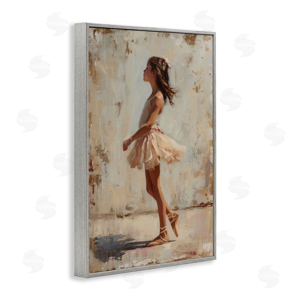 Creative Studio Ballerina in Soft Light Gray Framed Giclee Wall Art Print