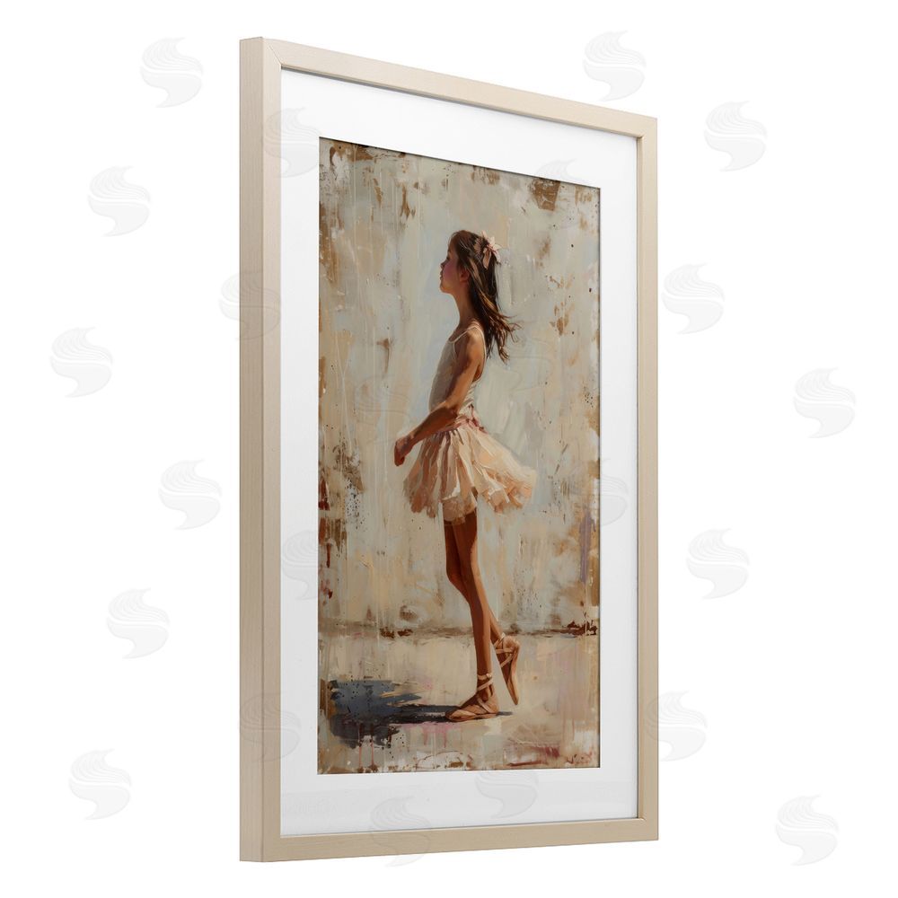 Creative Studio Ballerina in Soft Light Brown Framed Print Under Glass with Matting Wall Art