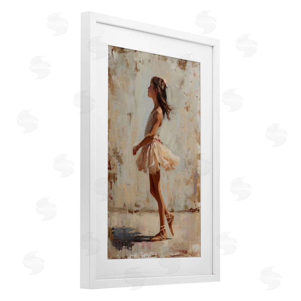 Creative Studio Ballerina in Soft Light White Framed Print Under Glass with Matting Wall Art