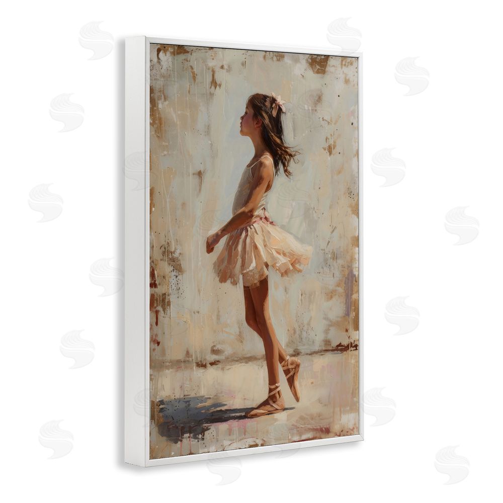 Creative Studio Ballerina in Soft Light White Framed Giclee Wall Art Print