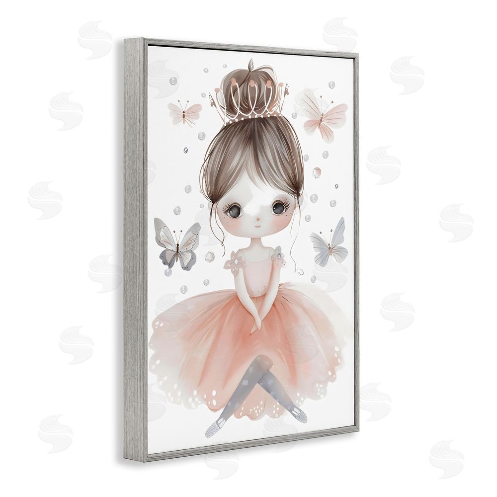 Creative Studio Sweet Butterfly Fairytale Princess Gray Framed Giclee Wall Art Print
