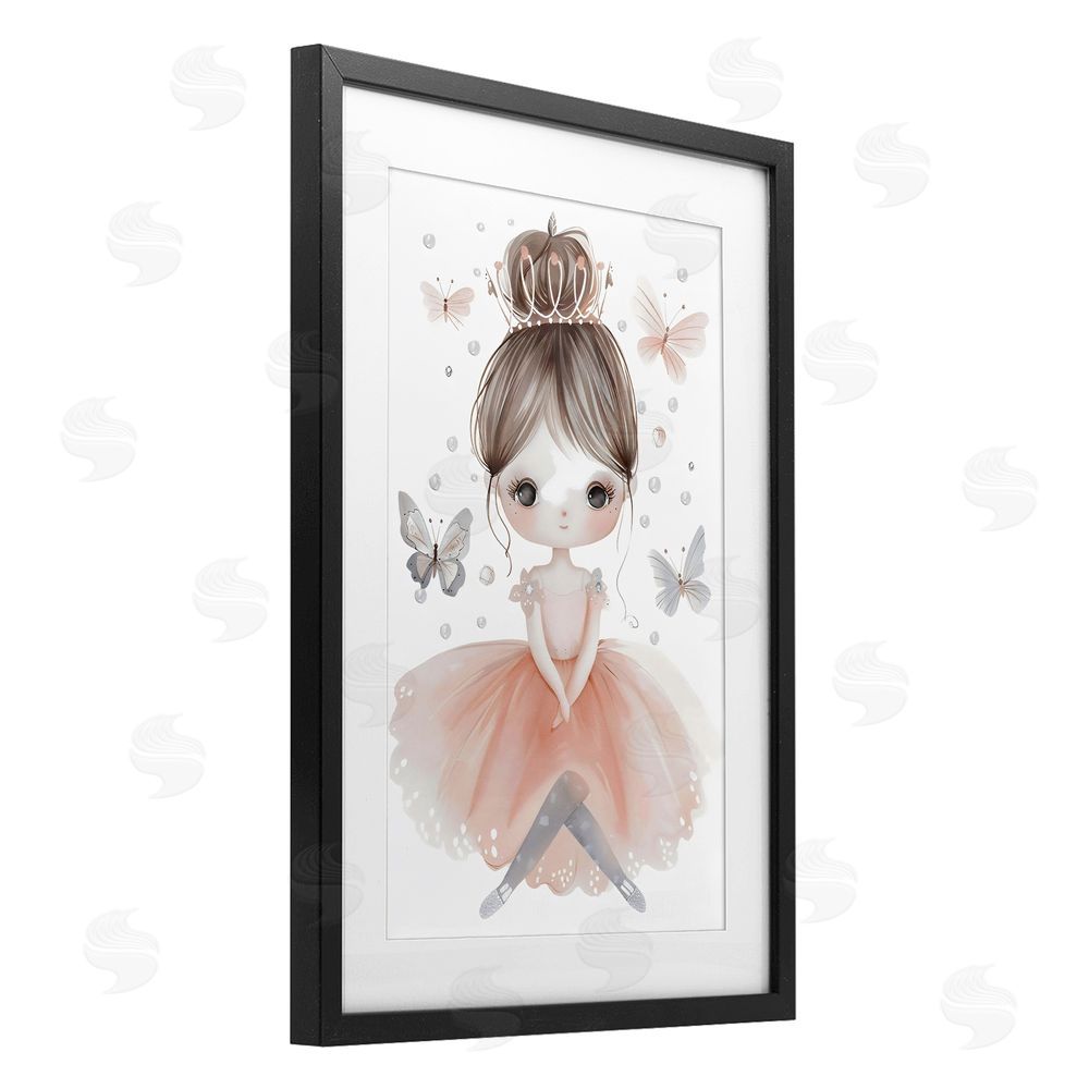 Creative Studio Sweet Butterfly Fairytale Princess Black Framed Print Under Glass with White Mat Wall Art