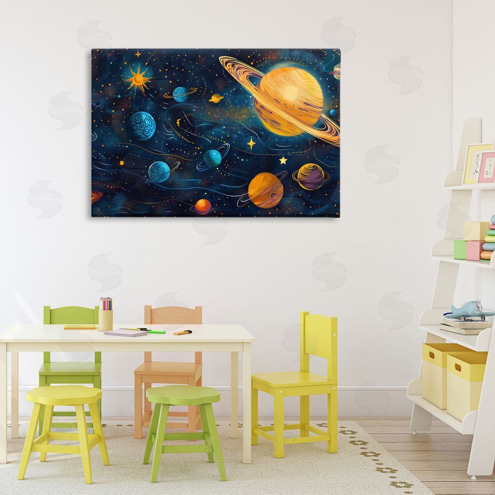 Creative Studio Two Suns Galaxy Scene Stretched Canvas on Wall