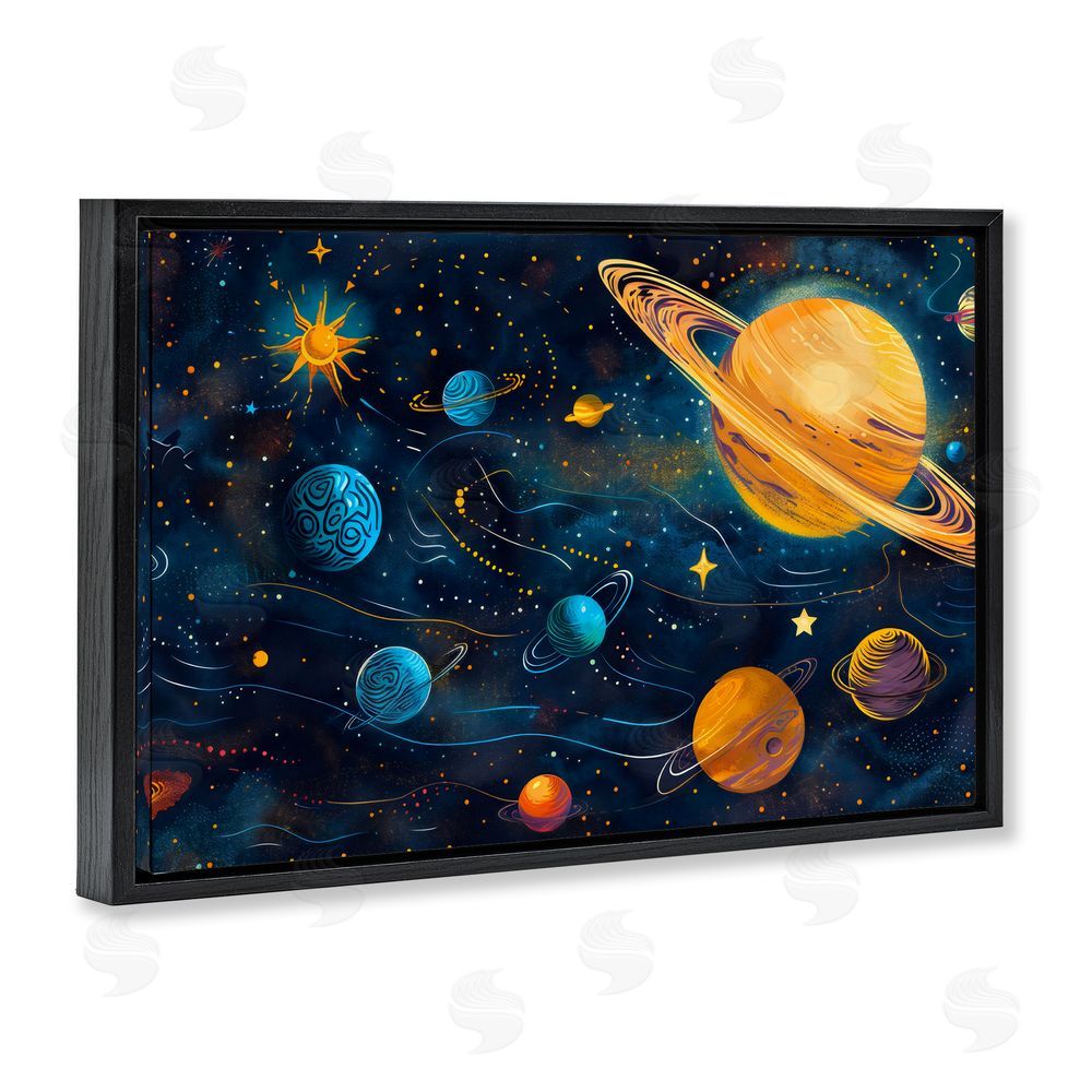 Creative Studio Two Suns Galaxy Scene Black Floating Framed Canvas Wall Art Print