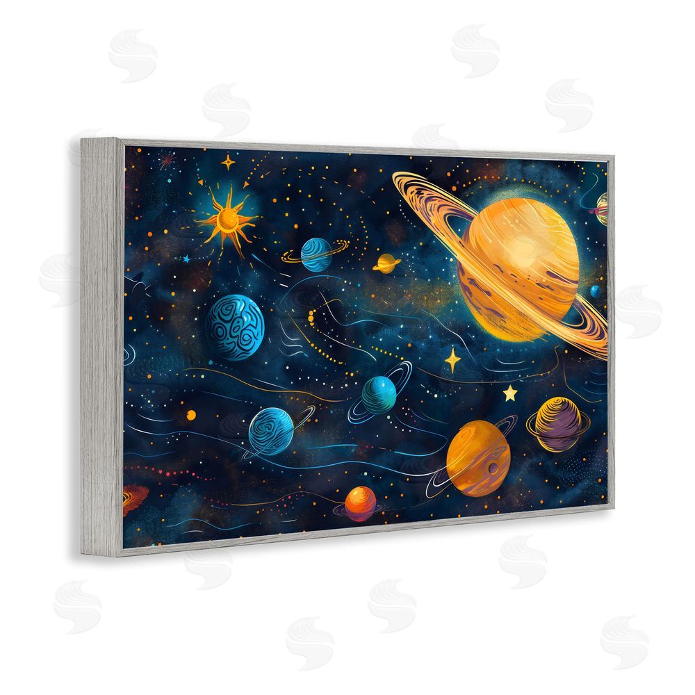 Creative Studio Two Suns Galaxy Scene Gray Framed Giclee Wall Art Print