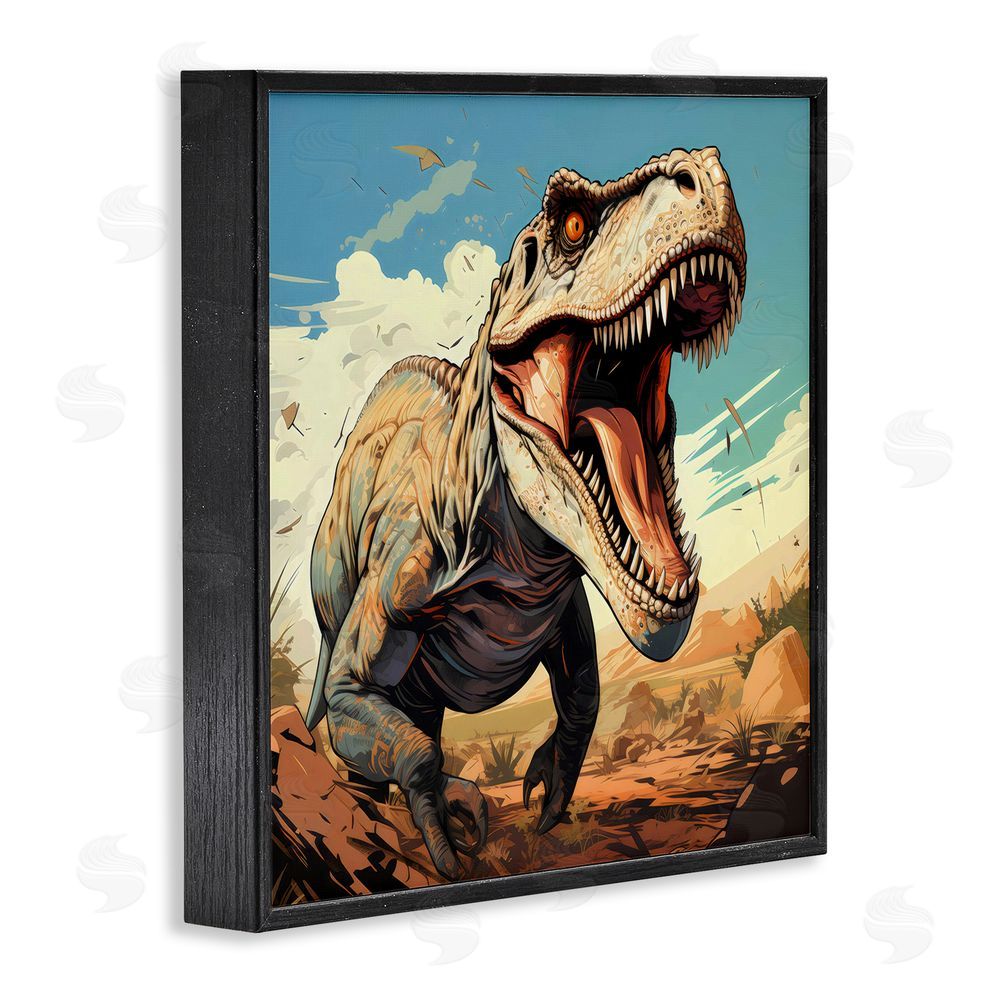 Creative Studio Velociraptor Desert Sunset Black Framed Giclee Wall Art Print