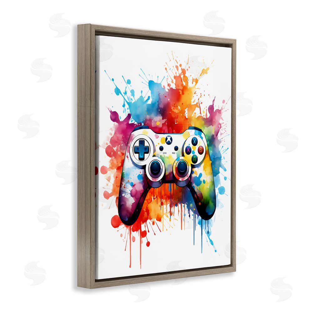 Creative Studio Color Burst Game Controller Brown Floating Frame Canvas Wall Art Print
