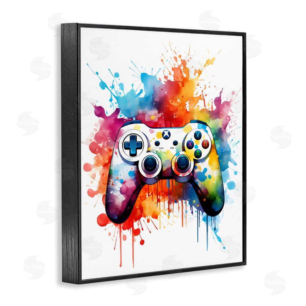 Creative Studio Color Burst Game Controller Black Framed Giclee Wall Art Print