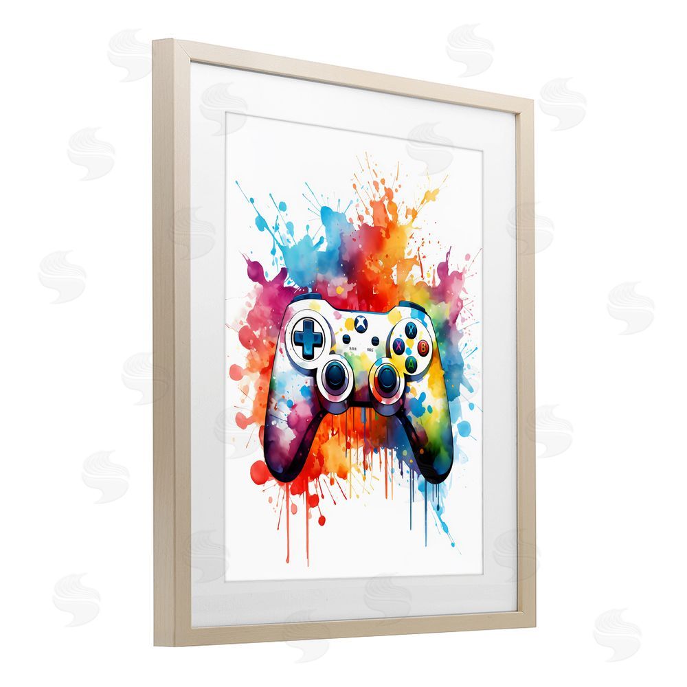 Creative Studio Color Burst Game Controller Brown Framed Print Under Glass Wall Art