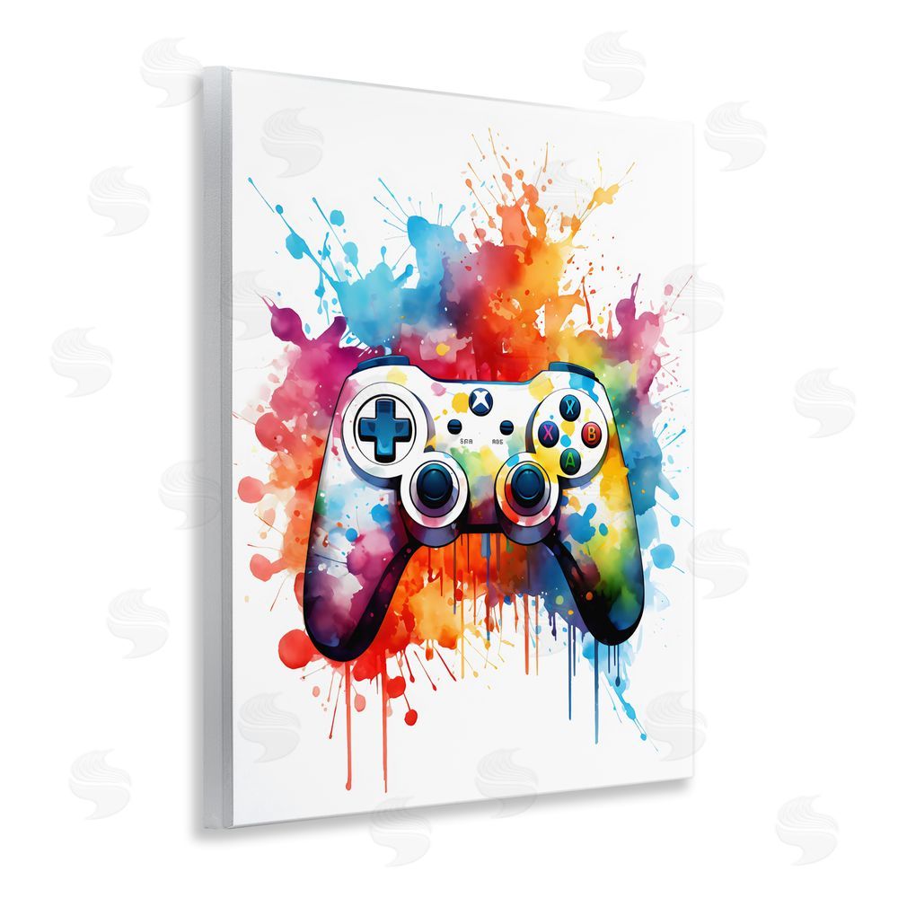 Creative Studio Color Burst Game Controller Wall Plaque with Fixed Lithograph Print