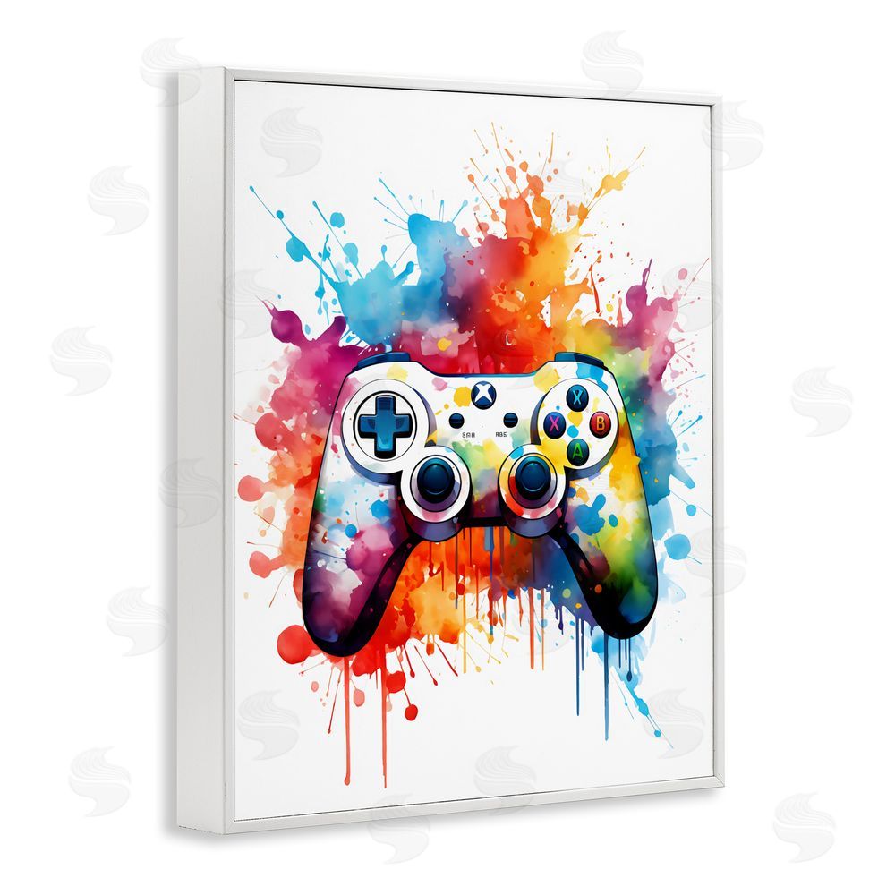 Creative Studio Color Burst Game Controller White Framed Giclee Wall Art Print