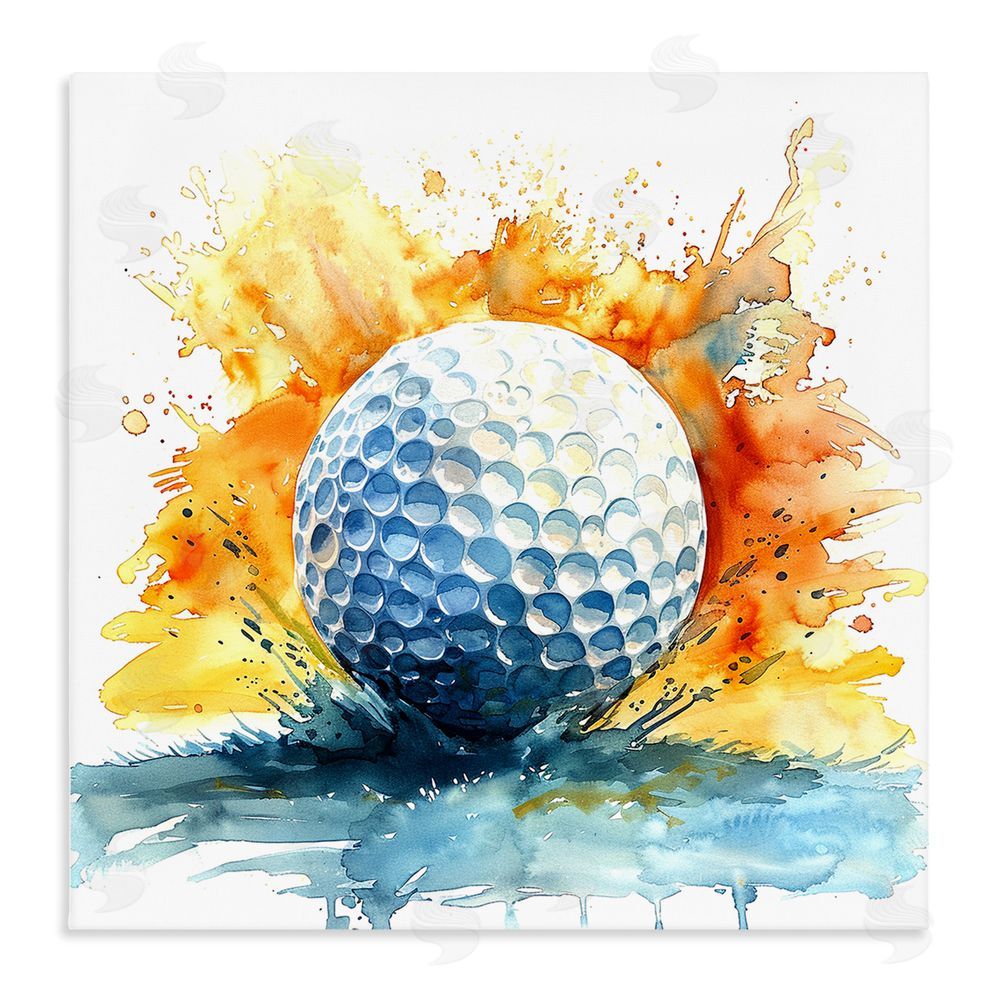 LSR Design Studio Golf Splash Watercolor Burst Stretched Canvas Wall Art