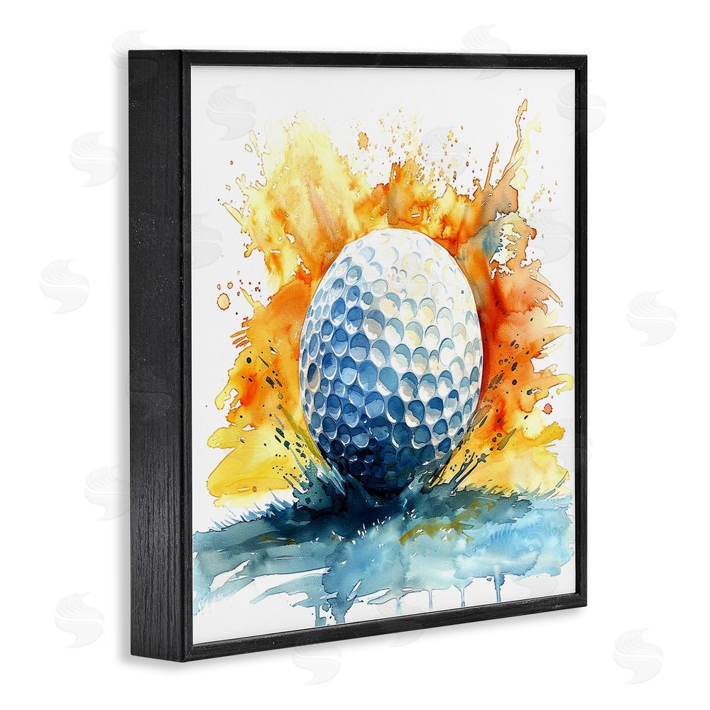 LSR Design Studio Golf Splash Watercolor Burst Black Framed Giclee Wall Art