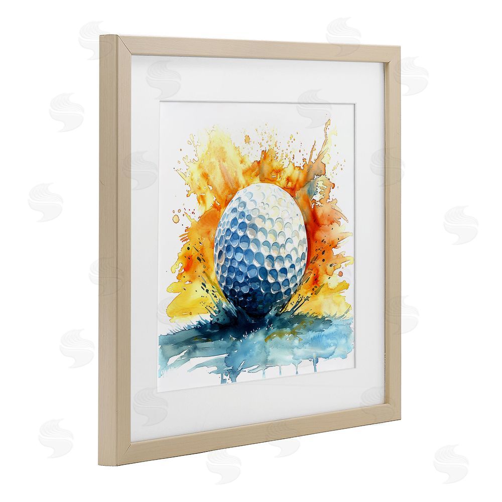 LSR Design Studio Golf Splash Watercolor Burst Brown Framed Print Under Glass Wall Art