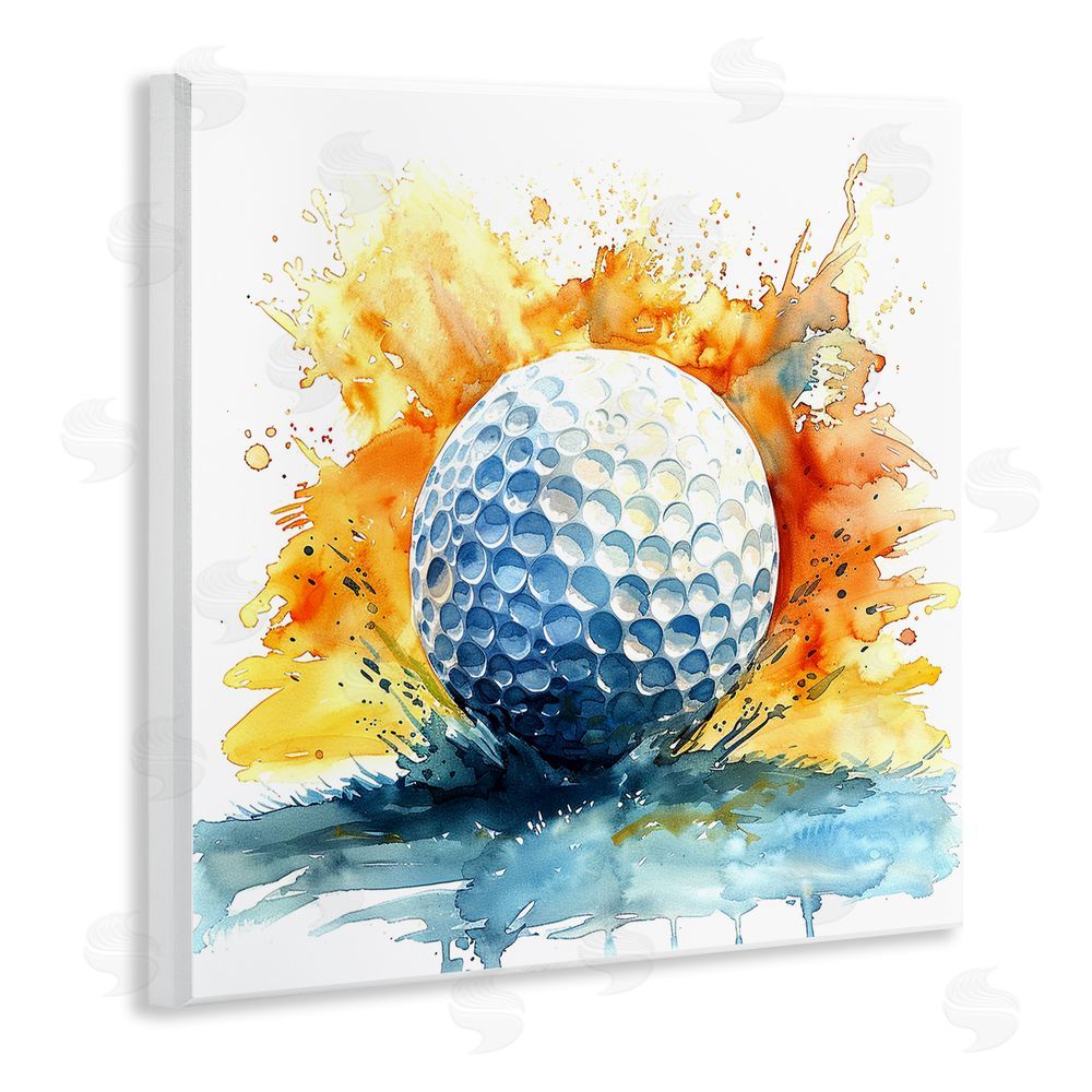 LSR Design Studio Golf Splash Watercolor Burst Wall Plaque Home Decor Art Print