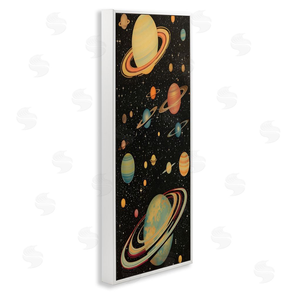 Creative Studio Astronomy Ringed Planet Constellation White Framed Giclee Wall Art Print