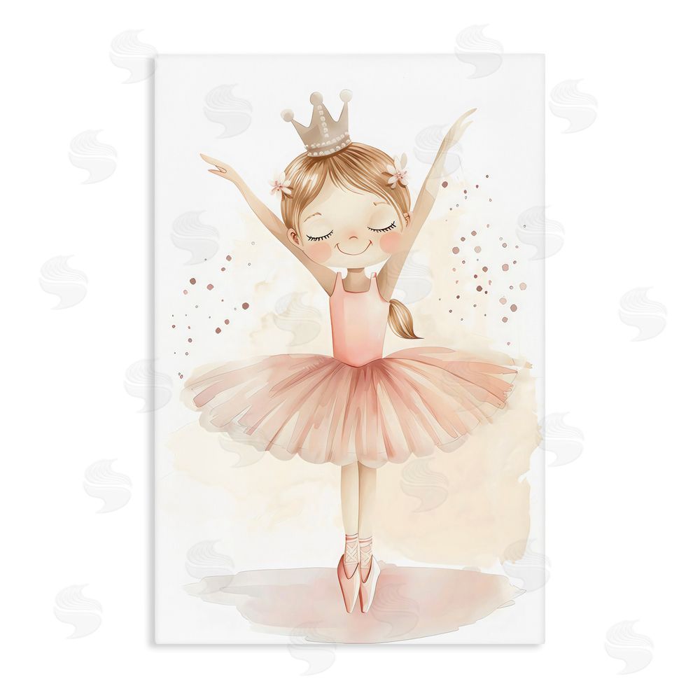 Creative Studio Crowned Ballerina with Flowers Stretched Canvas Wall Art