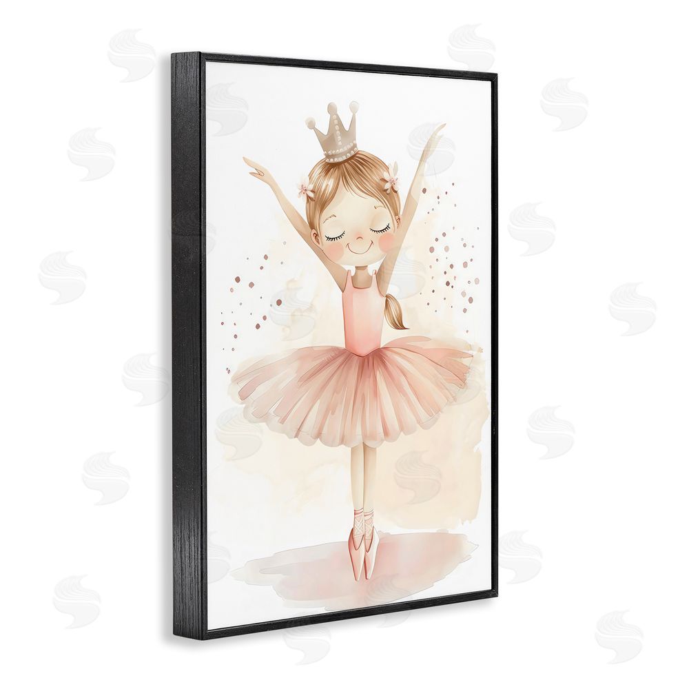 Creative Studio Crowned Ballerina with Flowers Black Framed Giclee Wall Art Print