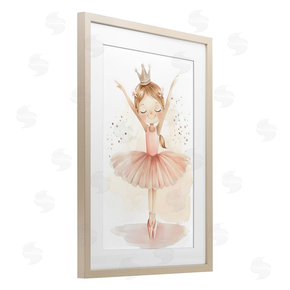 Creative Studio Crowned Ballerina with Flowers Brown Framed Print Under Glass Wall Art