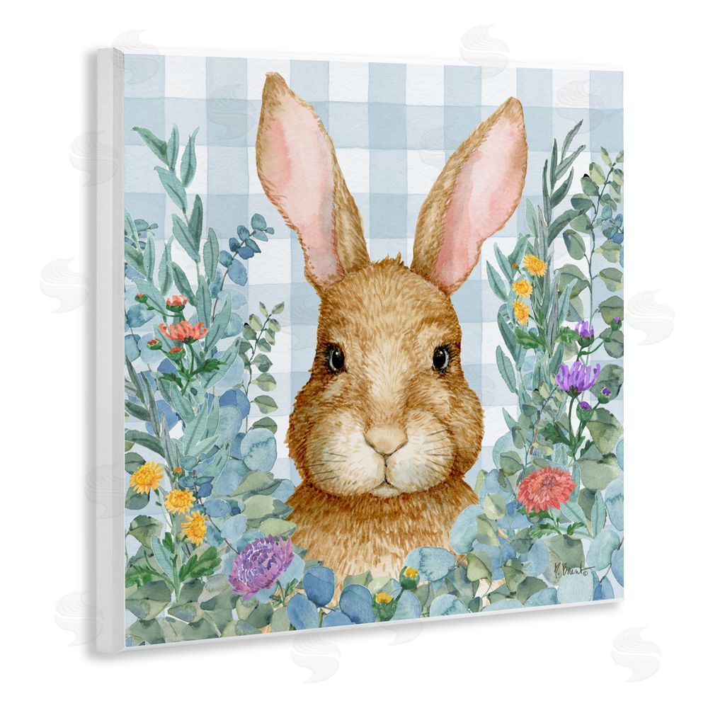 Paul Brent Rabbit Laurel on Gingham Wall Plaque Art Print