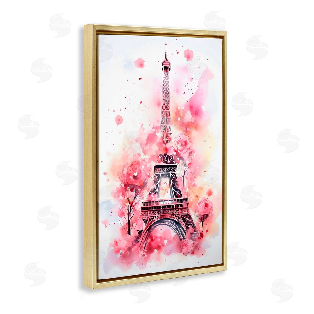 Creative Studio Eiffel Tower In Roses Gold Floating Frame Canvas Wall Art Print
