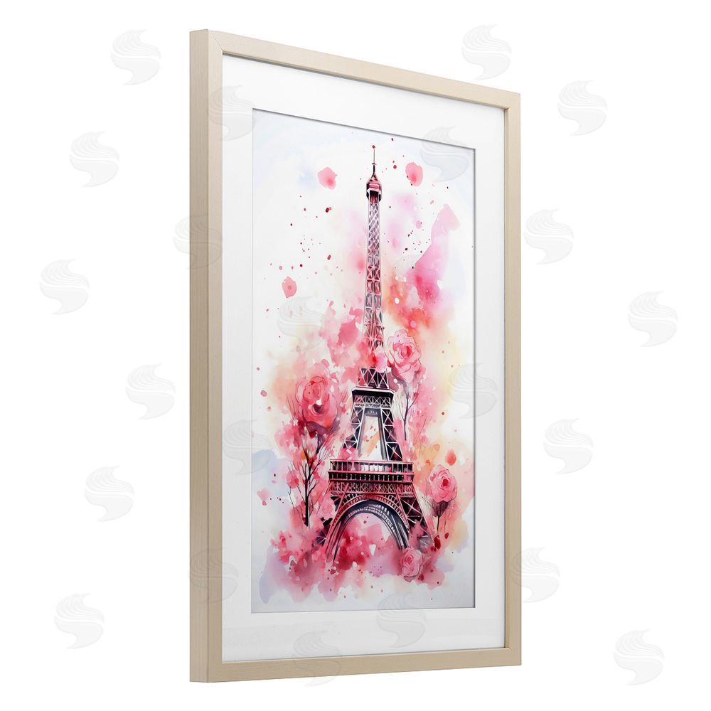 Creative Studio Eiffel Tower In Roses Brown Framed Print Under Glass Wall Art
