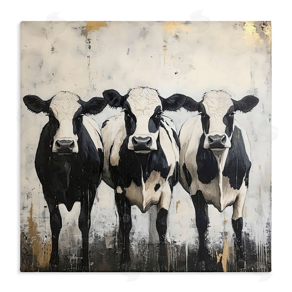 Creative Studio Three Spotted Cows Stretched Canvas Wall Art Print