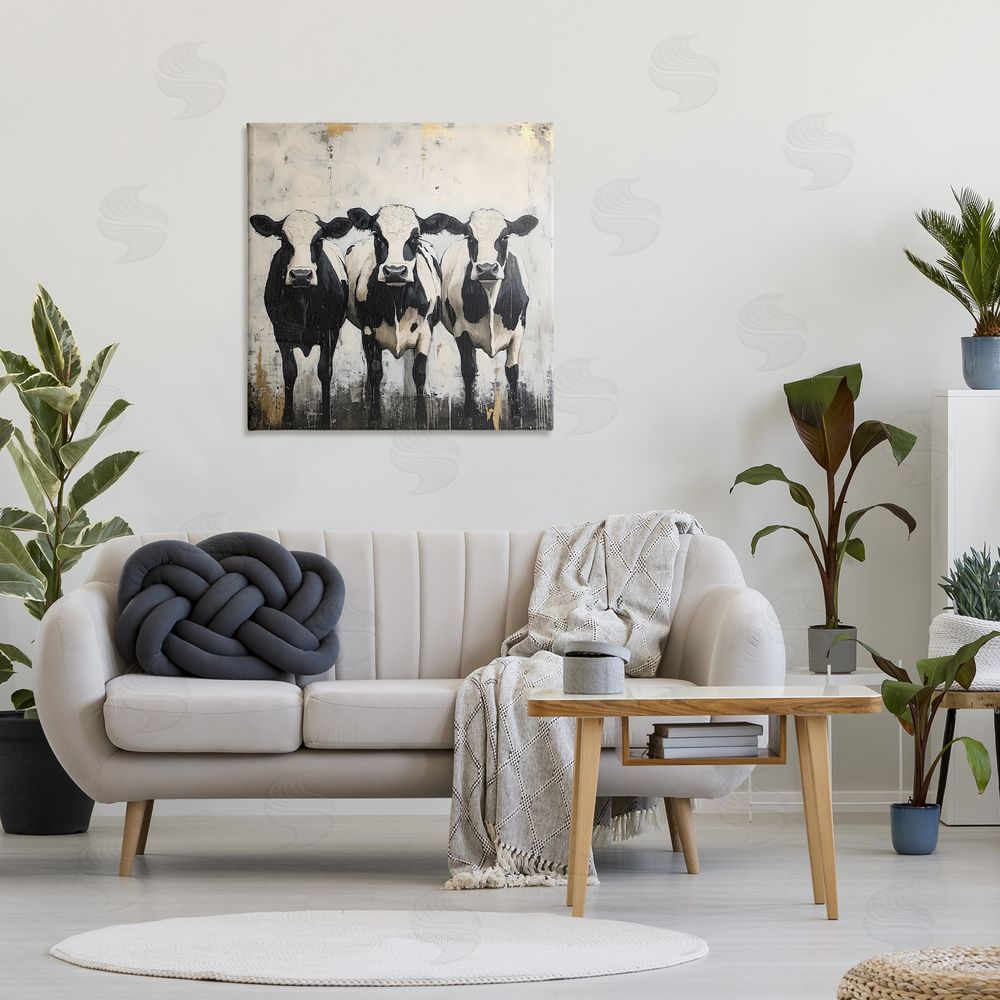 Creative Studio Three Spotted Cows Stretched Canvas on Wall
