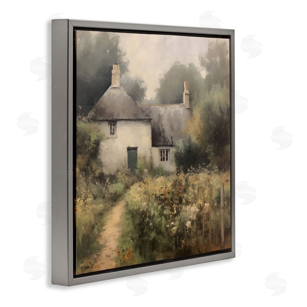 Creative Studio Cottage Comfort in Summer Garden Gray Floating Frame Canvas Wall Art Print