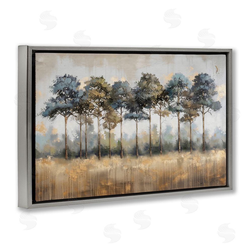 Creative Studio Green & Blue Forest Grove Gray Floating Framed Canvas Wall Art