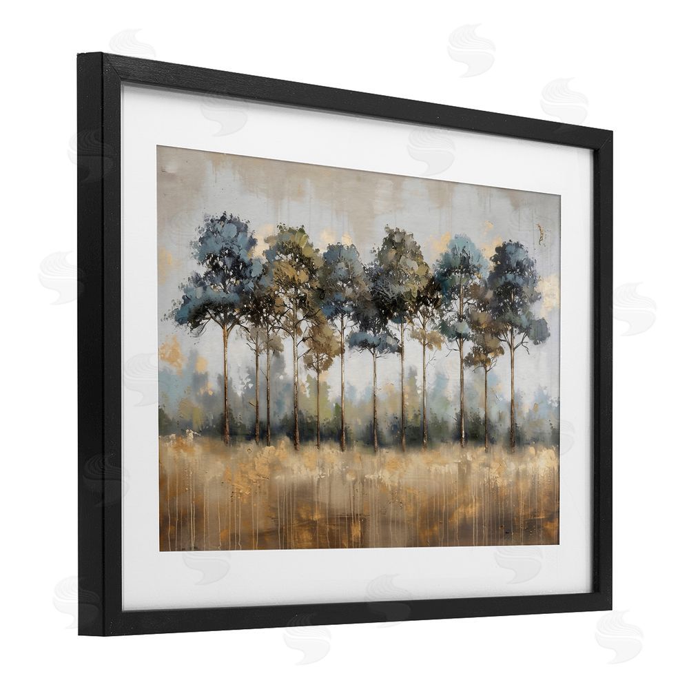 Creative Studio Green & Blue Forest Grove Black Framed Print Under Glass Wall Art